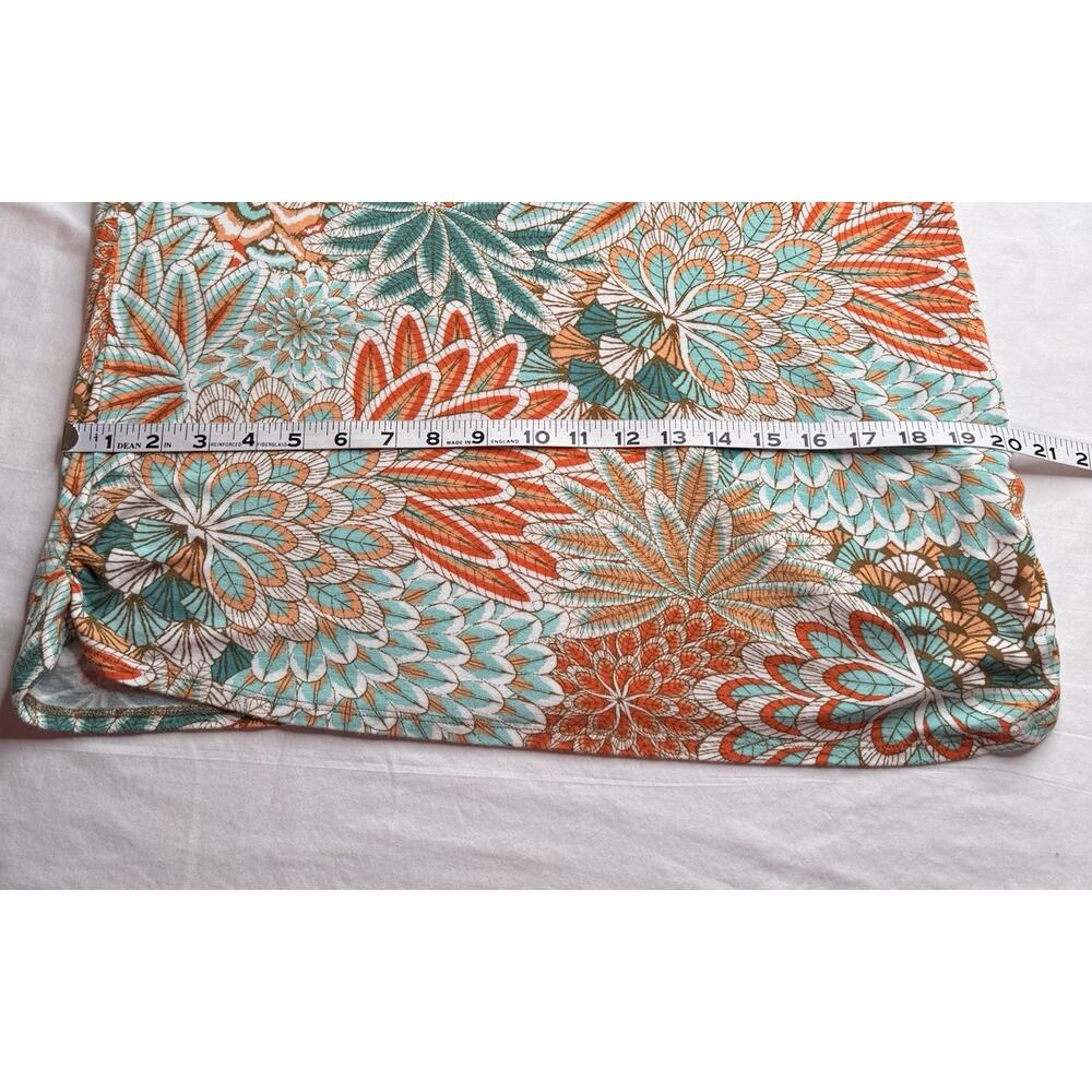 Ruby Rd XL Pullover Top Beaded Neckline Coral Teal Short Sleeve Stretch - Picture 10 of 13